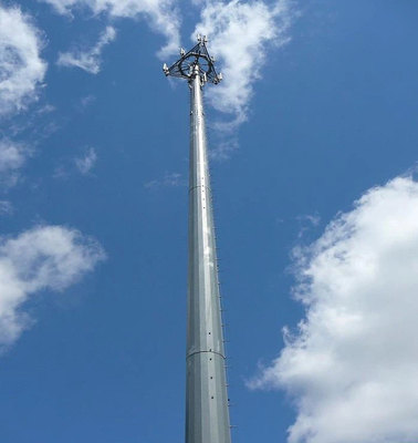カスタマイズ可能な溶融亜鉛めっきシングルチューブ通信タワー、設置が簡単で4G 5Gに対応